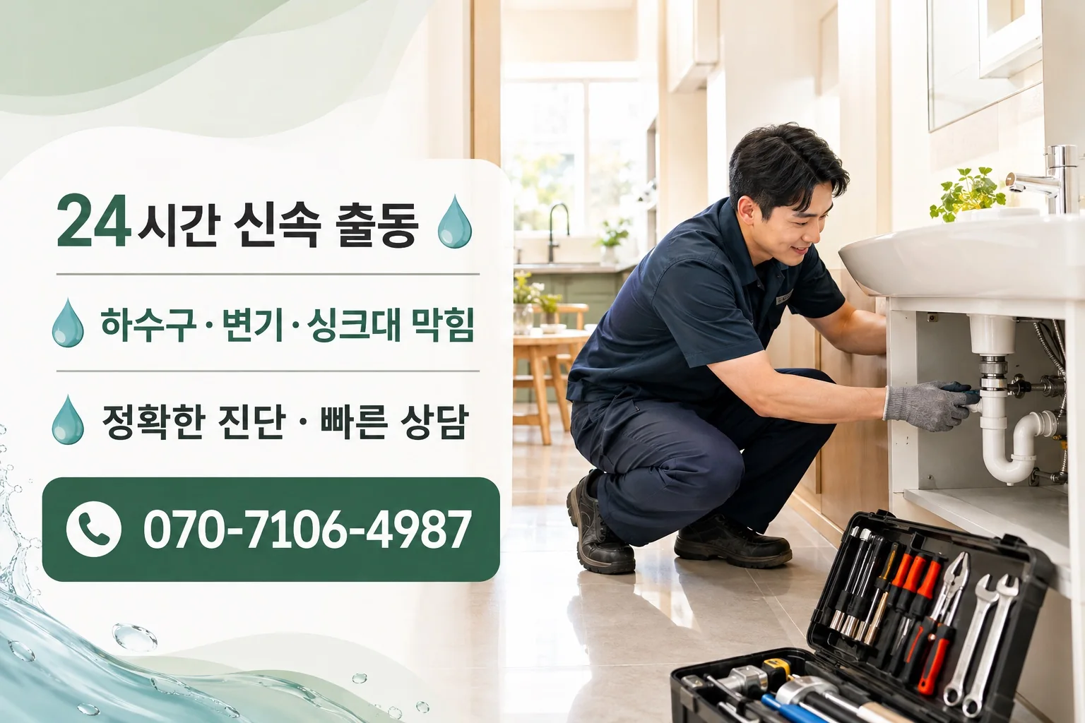 늘정성배관 주거 싱크대 배관 점검 서비스 안내